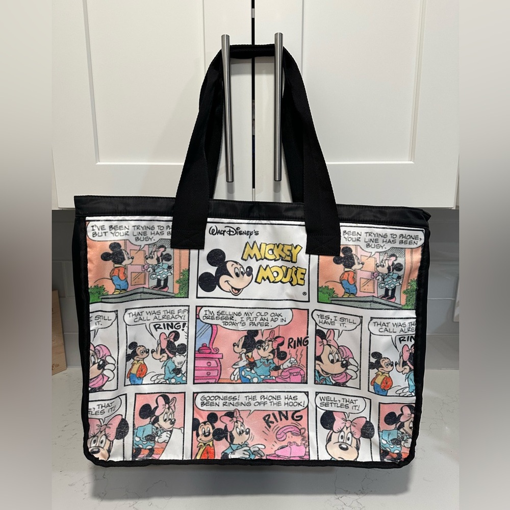 Disney Mickey Minnie Mouse Comic Strip Screen Art Tote Bag Handbag Purse - Picture 1 of 8